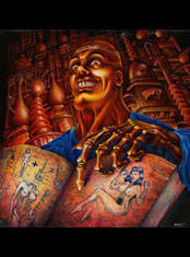 emek x: How ta Turn a Wumun Inta An 'Lecric Geetar, acryclic on canvas