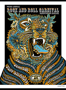 Emek Studios: rock and roll carnival benefit poster and show