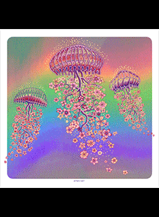 Emek Studios: jelly blossom no sky art print on foil paper