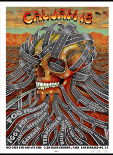Emek Studios: Cal Jam 2018 with Foo Fighters, Iggy Pop, Billy Idol, Garbage, Tenacious D and more acts, skeleton highway worms by emek.net